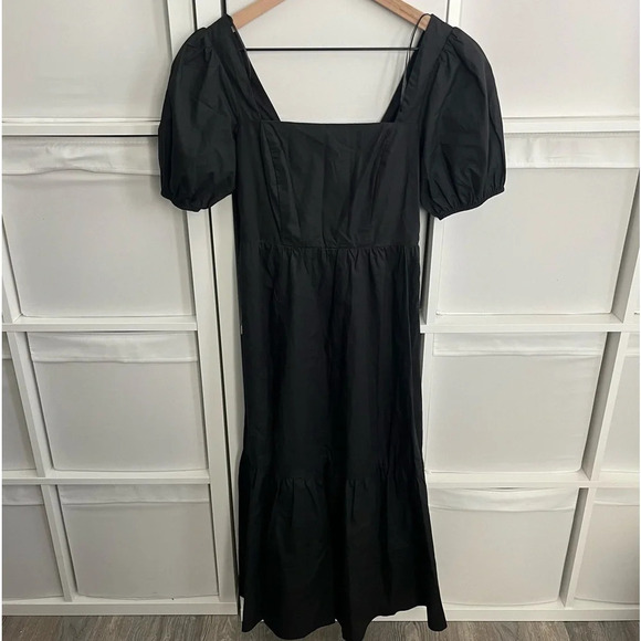 ASTR the Label Black Puff Sleeve Poplin Midi Dress - Picture 4 of 6